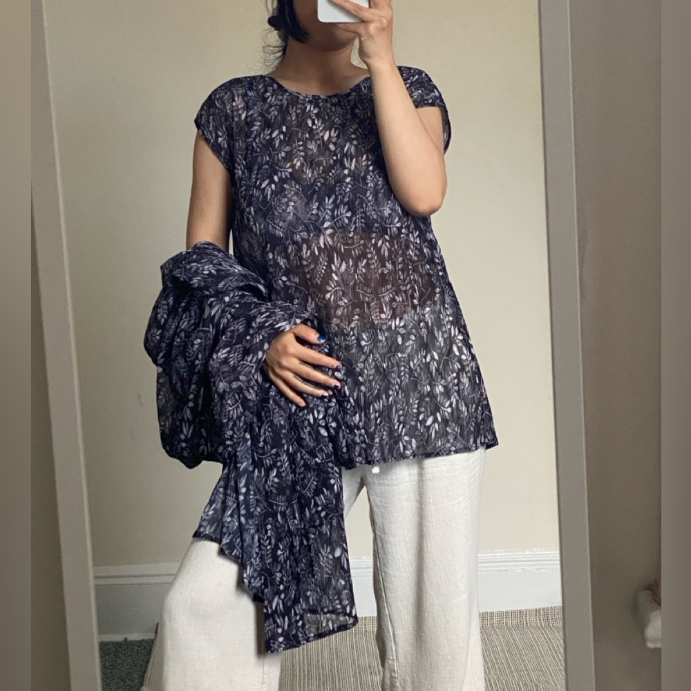Floral Black Sheer Women's Top set